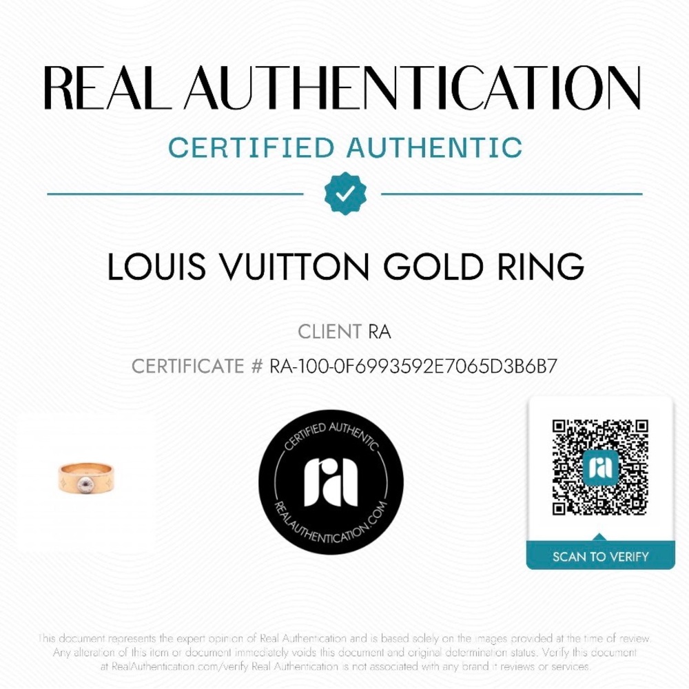 Authentic Louis Vuitton Monogram Button Ring Size 6.75 Gold Tone COA - Picture 4 of 4
